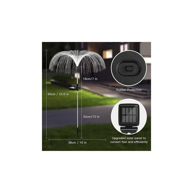 Set 4 x Lampa solara tip meduza cu fibra optica LED RGB