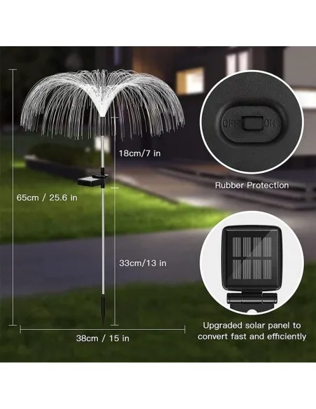 Set 4 x Lampa solara tip meduza cu fibra optica LED RGB