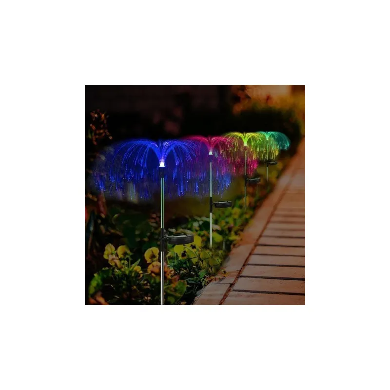Set 4 x Lampa solara tip meduza cu fibra optica LED RGB
