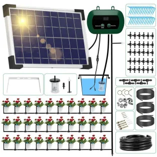 Sistem de irigații automat solar 300 moduri de udare cu furtun picurare 30 m - 30 m furtun