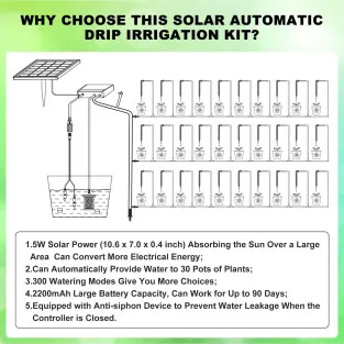Sistem de irigații automat solar 300 moduri de udare cu furtun picurare 30 m - 30 m furtun 2