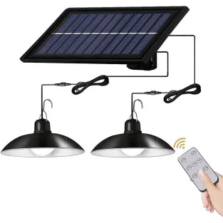 Set 2 Lampi solare cu LED si panou solar, cu telecomanda, IP66, lumina alba 2