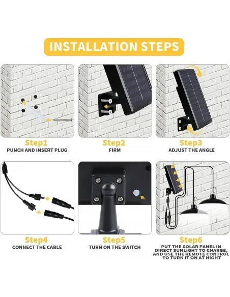 Set 2 Lampi solare cu LED si panou solar, cu telecomanda, IP65, lumina alba