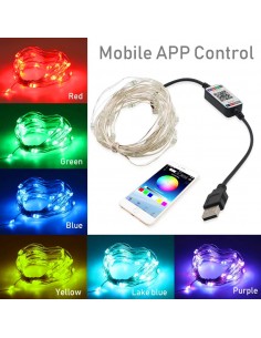 Sârmă de cupru, USB bluetooth smart LED șir de lumină 8 m 2
