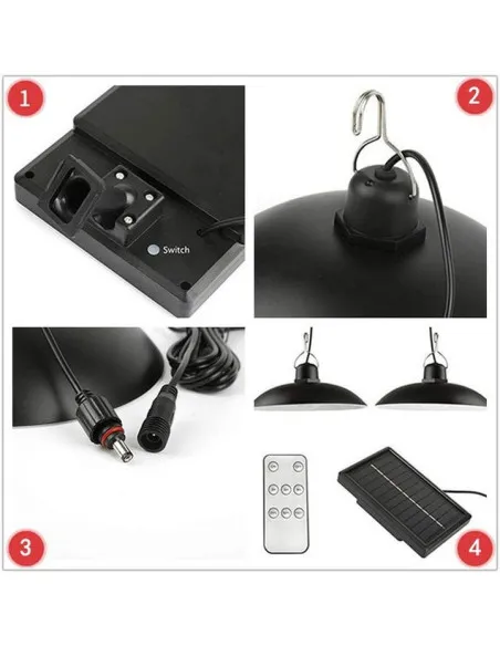 Set 2 Lampi solare cu LED si panou solar, cu telecomanda, IP66, lumina alba