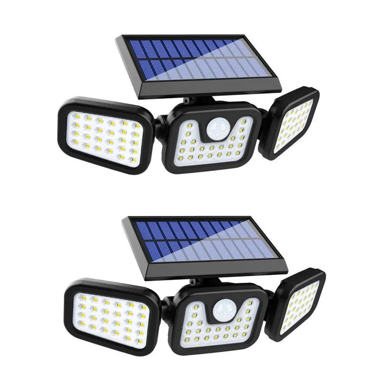 Set 2 Lampi cu incarcare Solara 150W Leduri COB Senzor de Miscare Prindere pe Perete