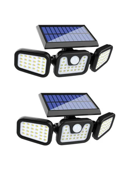 Set 2 Lampi cu incarcare Solara 150W Leduri COB Senzor de Miscare Prindere pe Perete