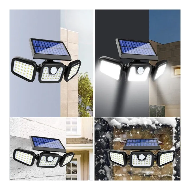 Set 2 Lampi cu incarcare Solara 150W Leduri COB Senzor de Miscare Prindere pe Perete