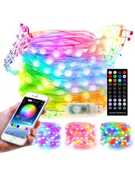 Sârmă de cupru, USB bluetooth smart LED șir de lumină 8 m
