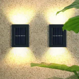 Set 2 lampi solare pentru perete exterior, iluminare sus-jos, lumina calda 2