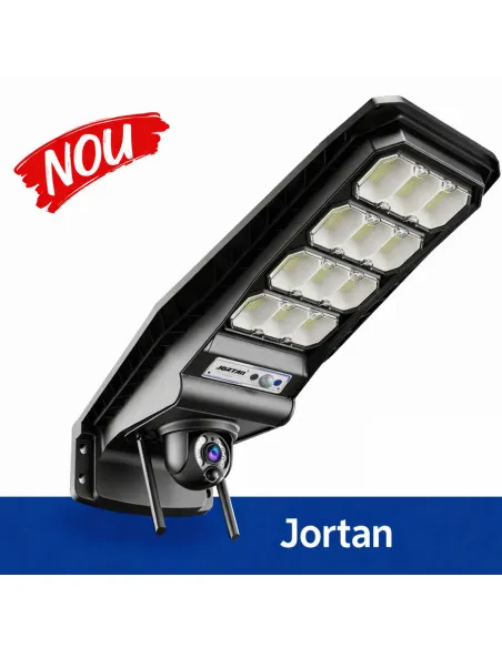 Lampa Solara cu Camera 4G 3MP - 400W Jortan - Baterie 26000mAh, Viziune Nocturna Color, Control Distanta