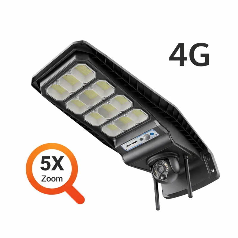 Lampa Solara cu Camera 4G 3MP - 400W Jortan - Baterie 26000mAh, Viziune Nocturna Color, Control Distanta