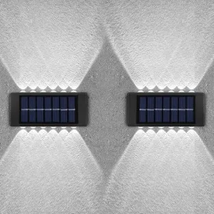 4 x Lampi Solare Bidirectionale,12 LED, Alb Cald