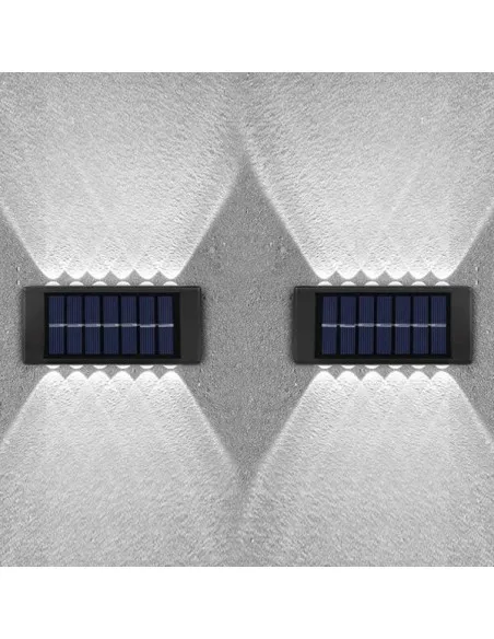 4 x Lampi Solare Bidirectionale,12 LED, Alb Cald