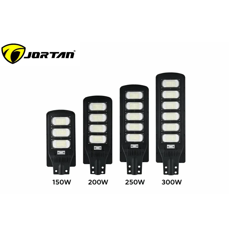 Lampa Solara Stradala Jortan 150W/200w/250W/300W, Senzor Crepuscular, Telecomanda, Baterie 12000-24000mAh, Panou Fotovoltaic