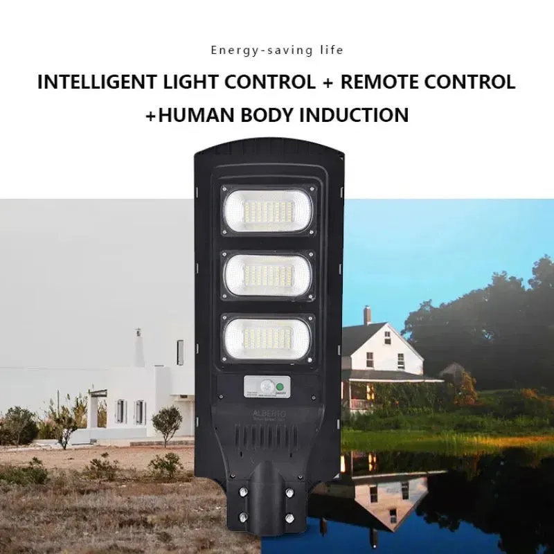 Lampa Solara Stradala 150W cu LED, Panou Policristalin, Suport si Telecomanda – IP65, Autonomie 14h