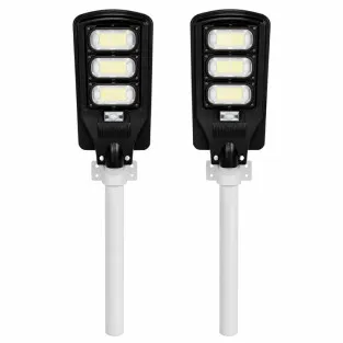 Set 2 Lampi Solare Stradale Jortan 150W - 3 Cadrane LED, Autonomie 14h, Senzor Crepuscular