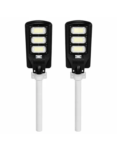 Set 2 Lampi Solare Stradale Jortan 150W - 3 Cadrane LED, Autonomie 14h, Senzor Crepuscular