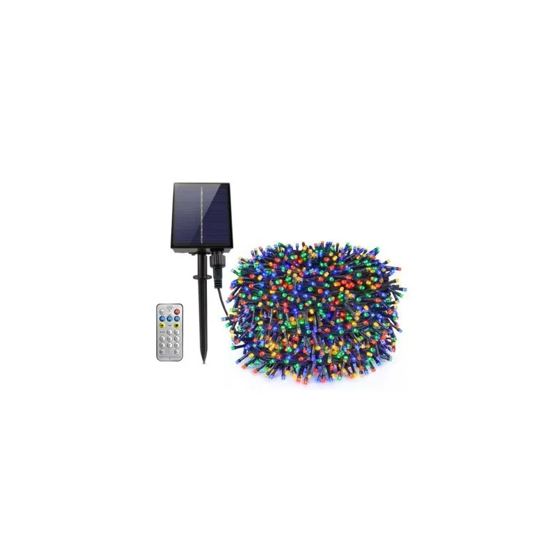 Instalatie 1000 LED cu panou solar mare, 100 M, pentru exterior, model 2024