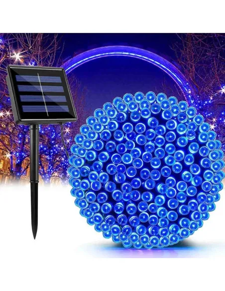 Instalatie 1000 LED cu panou solar mare, 100 M, pentru exterior, model 2024