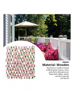 Gard artificial, telescopic din lemn cu frunze si flori 2