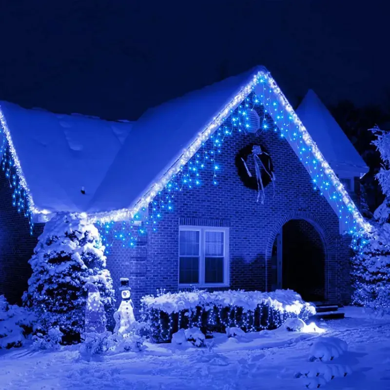 Instalație premium tip turturi cu flash, 50m, 900 LED, interconectabilă, fir alb – Exterior & Interior