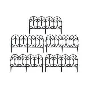 Set 10 garduri decorative pentru gradina 60x32cm, NEGRU