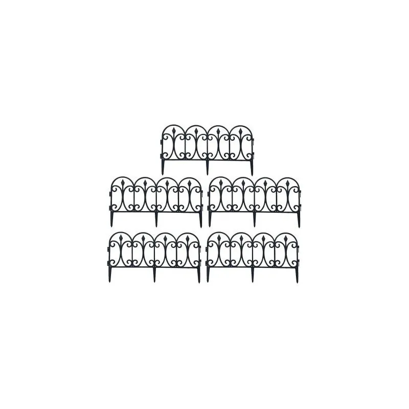 Set 10 garduri decorative pentru gradina 60x32cm, NEGRU