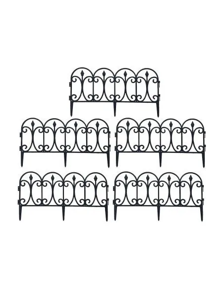 Set 10 garduri decorative pentru gradina 60x32cm, NEGRU