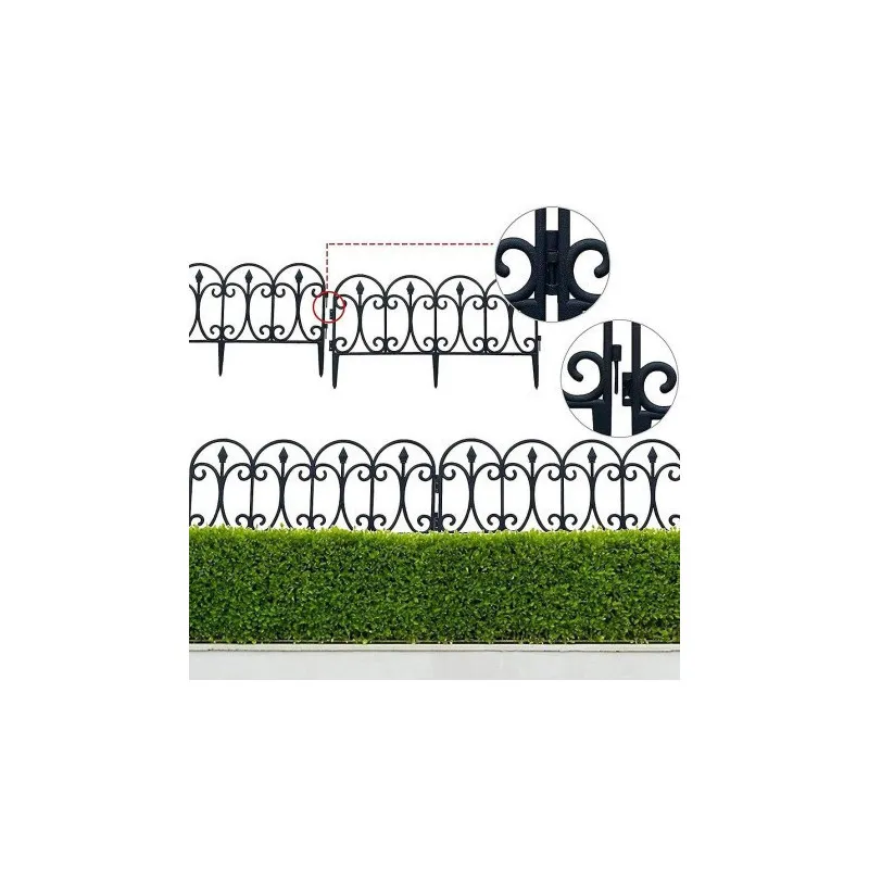 Set 10 garduri decorative pentru gradina 60x32cm, NEGRU