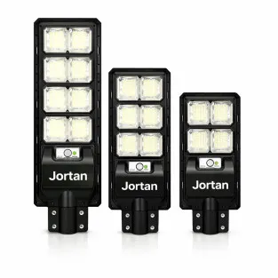 Lampă Stradală Solară Jortan 400W/300W/200W cu Senzor de Lumină, Telecomandă și Picior Metalic