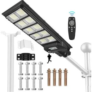 Lampă Stradală Solară Jortan 400W/300W/200W cu Senzor de Lumină, Telecomandă și Picior Metalic 2