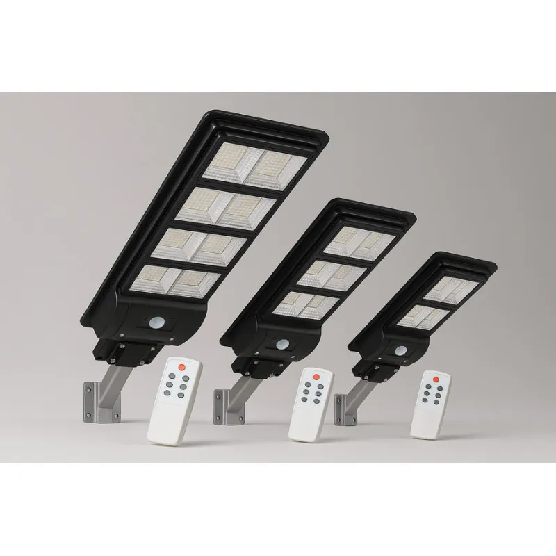 Lampă Stradală Solară Jortan 400W/300W/200W cu Senzor de Lumină, Telecomandă și Picior Metalic
