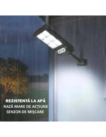 Set 10 x Lampa solara 8 celule, cu incarcare solara, 100W, 160 LED-uri COB, telecomanda