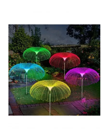 Set 2 x Lampa solara tip meduza cu fibra optica LED RGB