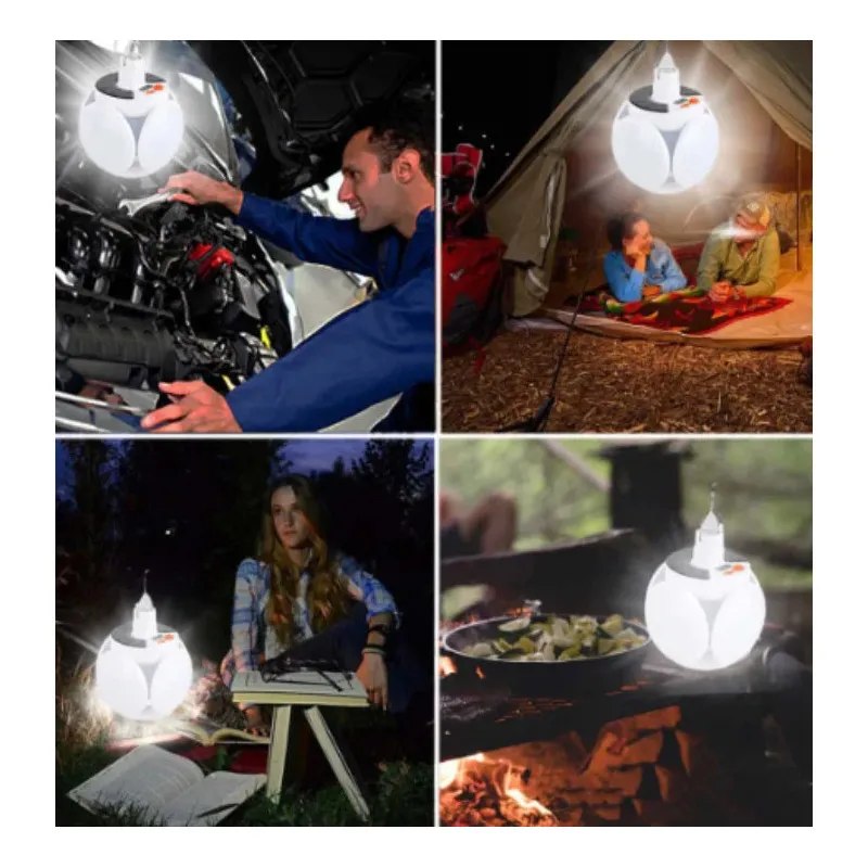 Lampa solara, pliabila, prindere carlig cu 5 moduri de iluminare culoare alb