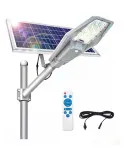 Lampă solară stradală LED 1200W Jortan, panou fotovoltaic orientabil, acumulator lithium, telecomandă