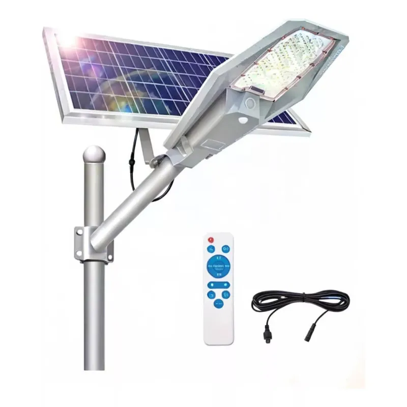 Lampă solară stradală LED 1200W Jortan, panou fotovoltaic orientabil, acumulator lithium, telecomandă