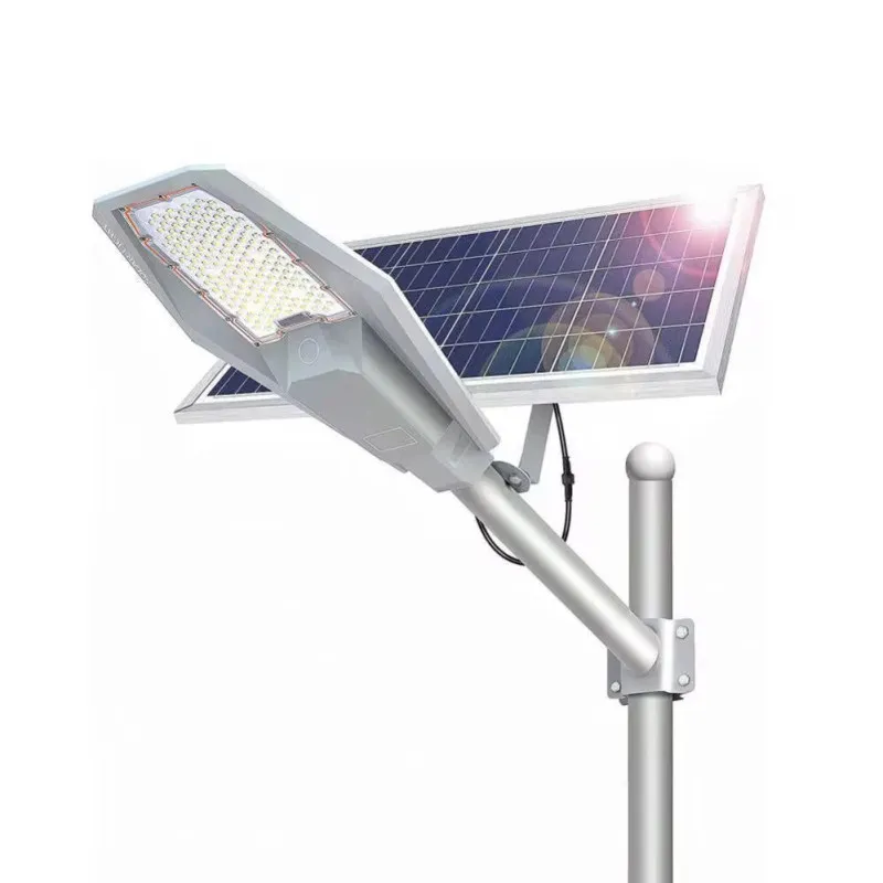 Lampă solară stradală LED 1200W Jortan, panou fotovoltaic orientabil, acumulator lithium, telecomandă