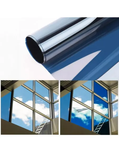 Folie protectie solara pentru geamuri interioare, cu efect de oglinda, UV, 60x300cm