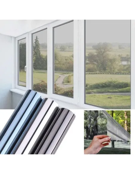Folie protectie solara pentru geamuri interioare, cu efect de oglinda, UV, 60x300cm