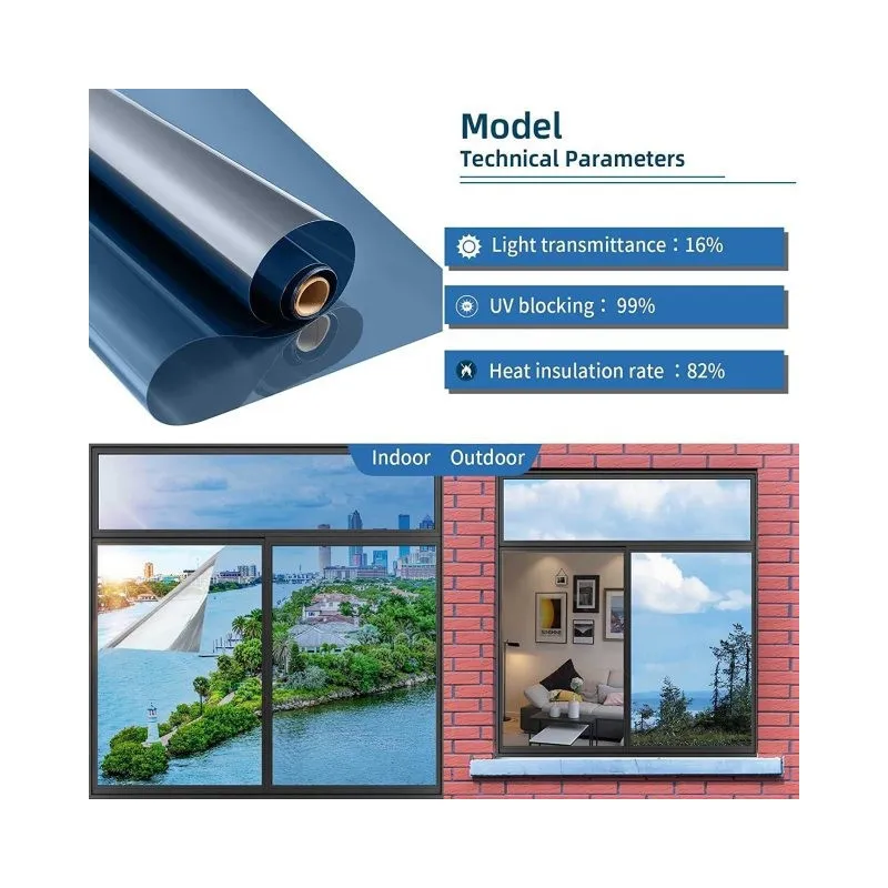 Folie protectie solara pentru geamuri interioare, cu efect de oglinda, UV, 60x300cm