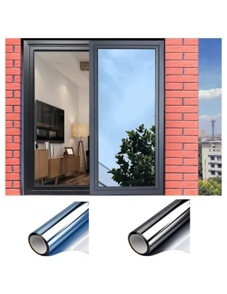 Folie protectie solara pentru geamuri interioare, cu efect de oglinda, UV, 60x300cm