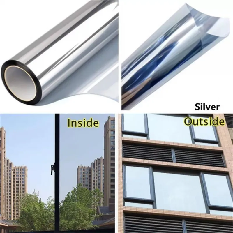Folie protectie solara pentru geamuri interioare, cu efect de oglinda, UV, 60x300cm