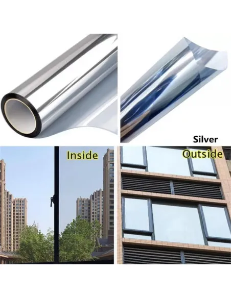 Folie protectie solara pentru geamuri interioare, cu efect de oglinda, UV, 60x300cm