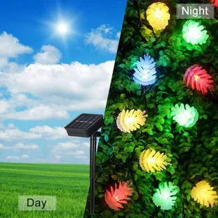 Set 2 x Instalație Solară cu Conuri de Brad, 50 LED-uri Multicolor, 8 Jocuri de Lumini, 5 m 2
