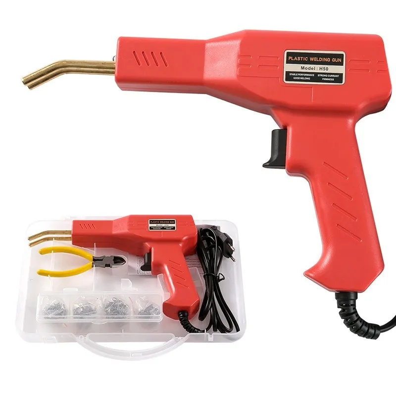 Pistol de lipit si sudat plastic , 50w + 200 sarmulite ondulate + Cutie transport CADOU