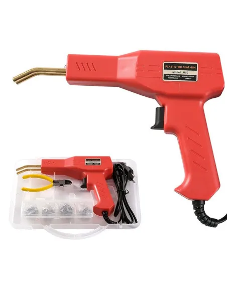 Pistol de lipit si sudat plastic , 50w + 200 sarmulite ondulate + Cutie transport CADOU