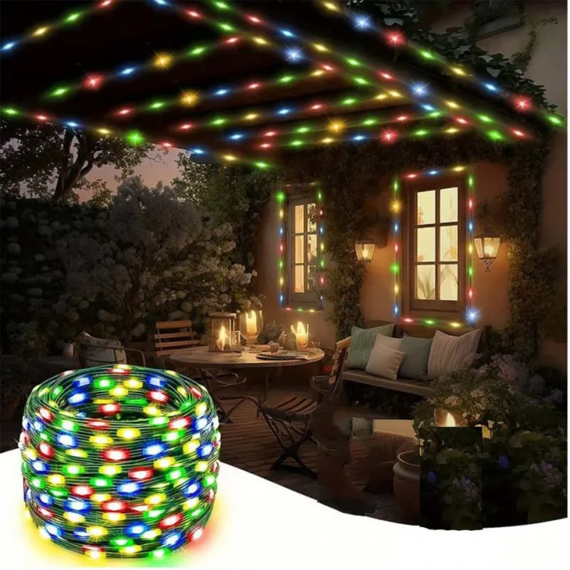 Instalatie tip banda cu led turnat, 100m cu 800 led-uri, interior/exterior, 8 jocuri de lumini, sir, IP44