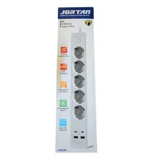 Prelungitor 4 prize, 2 porturi USB si 2 Type-C, 2m , Jortan 2